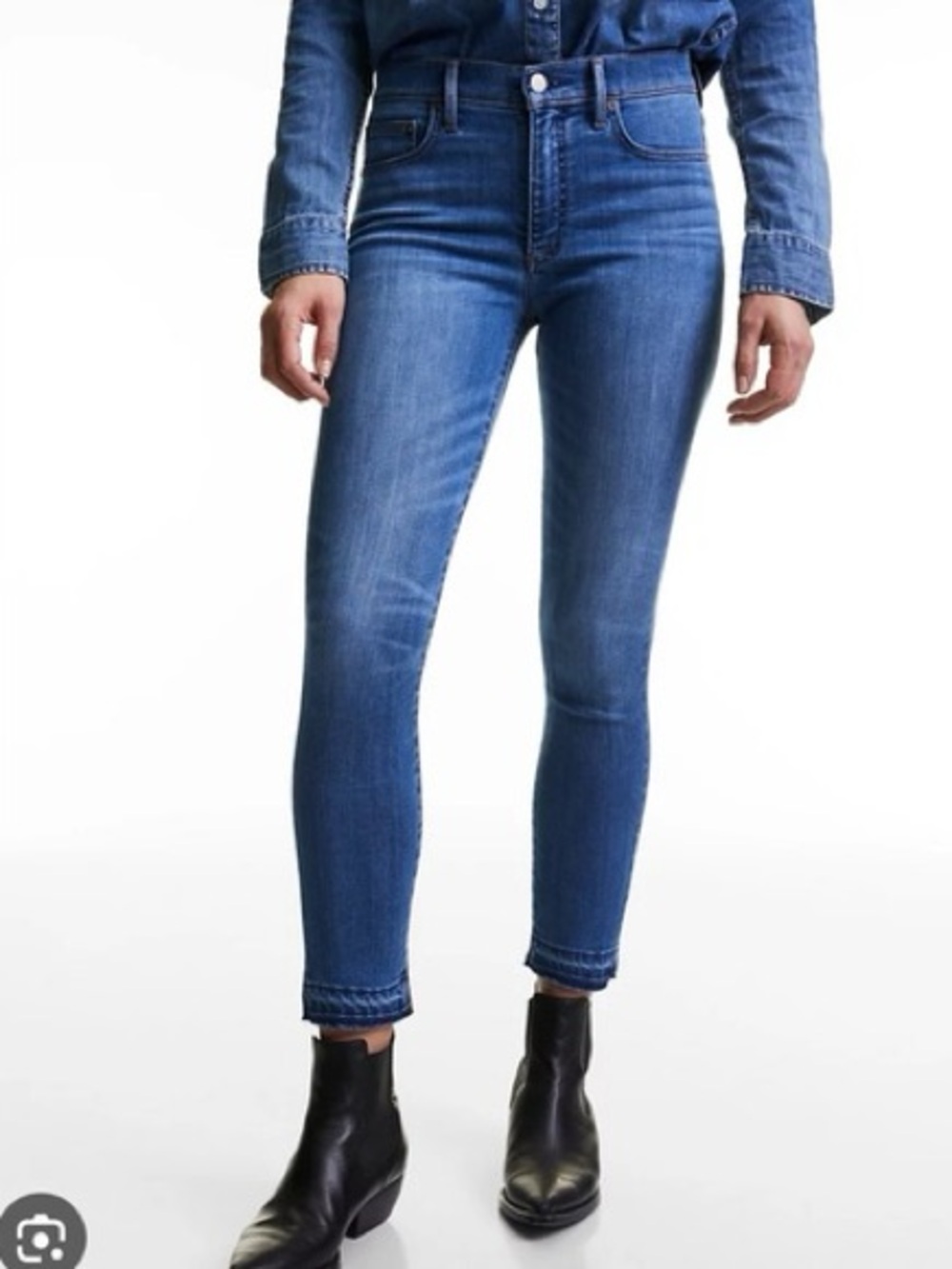 Denim Forum Aritzia The Nico Mid Rise Skinny Crop Raw Hem Jeans Everyday Casual